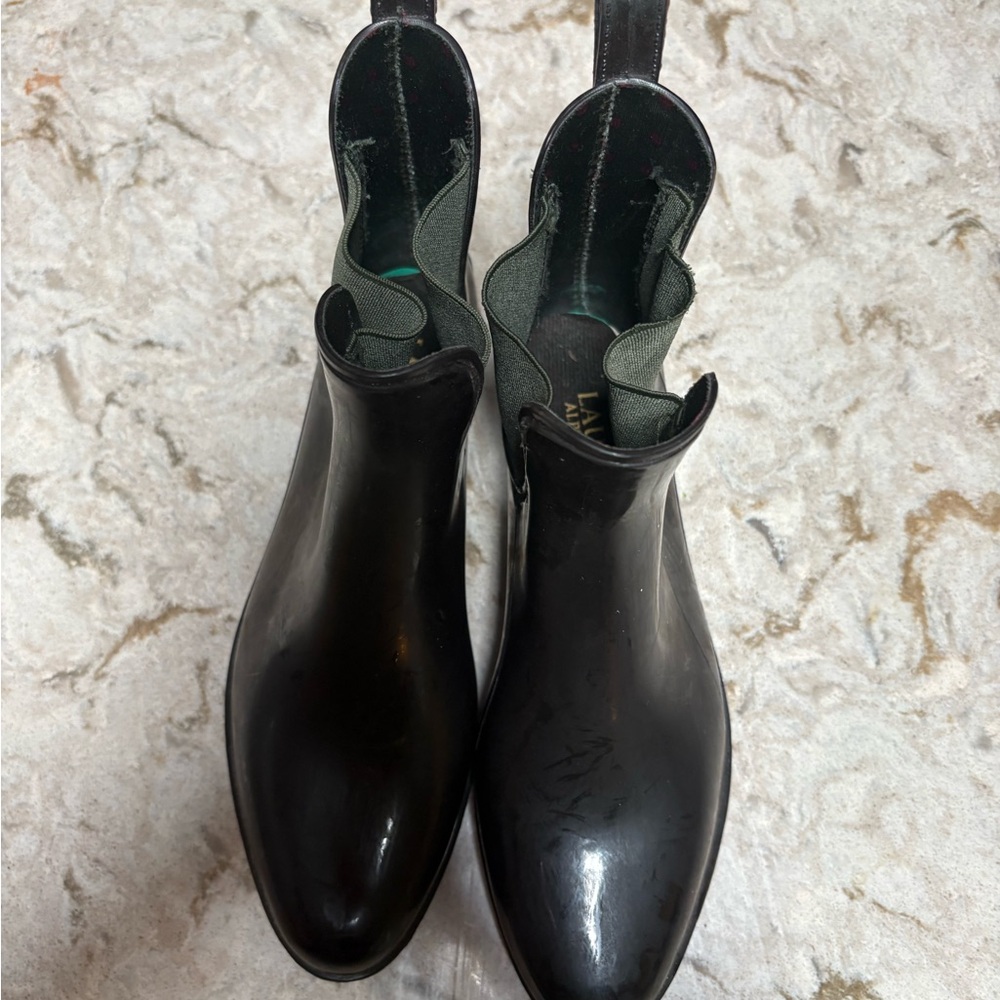 Women's Ralph Lauren Rain Boots with Green Trim - Picture 13 of 13